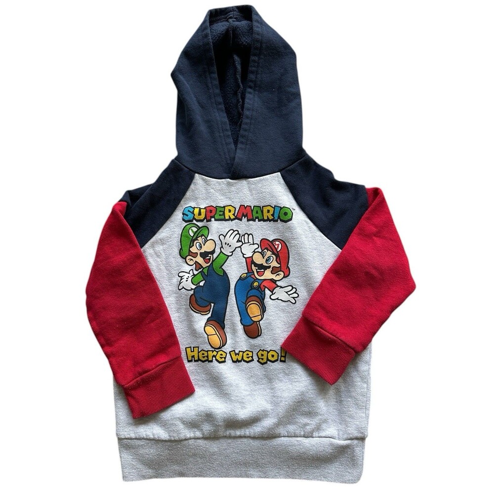 Super Mario & Luigi "Here We Go" Hoodie - Boys Size 4 - Jumping Beans - Picture 1 of 5